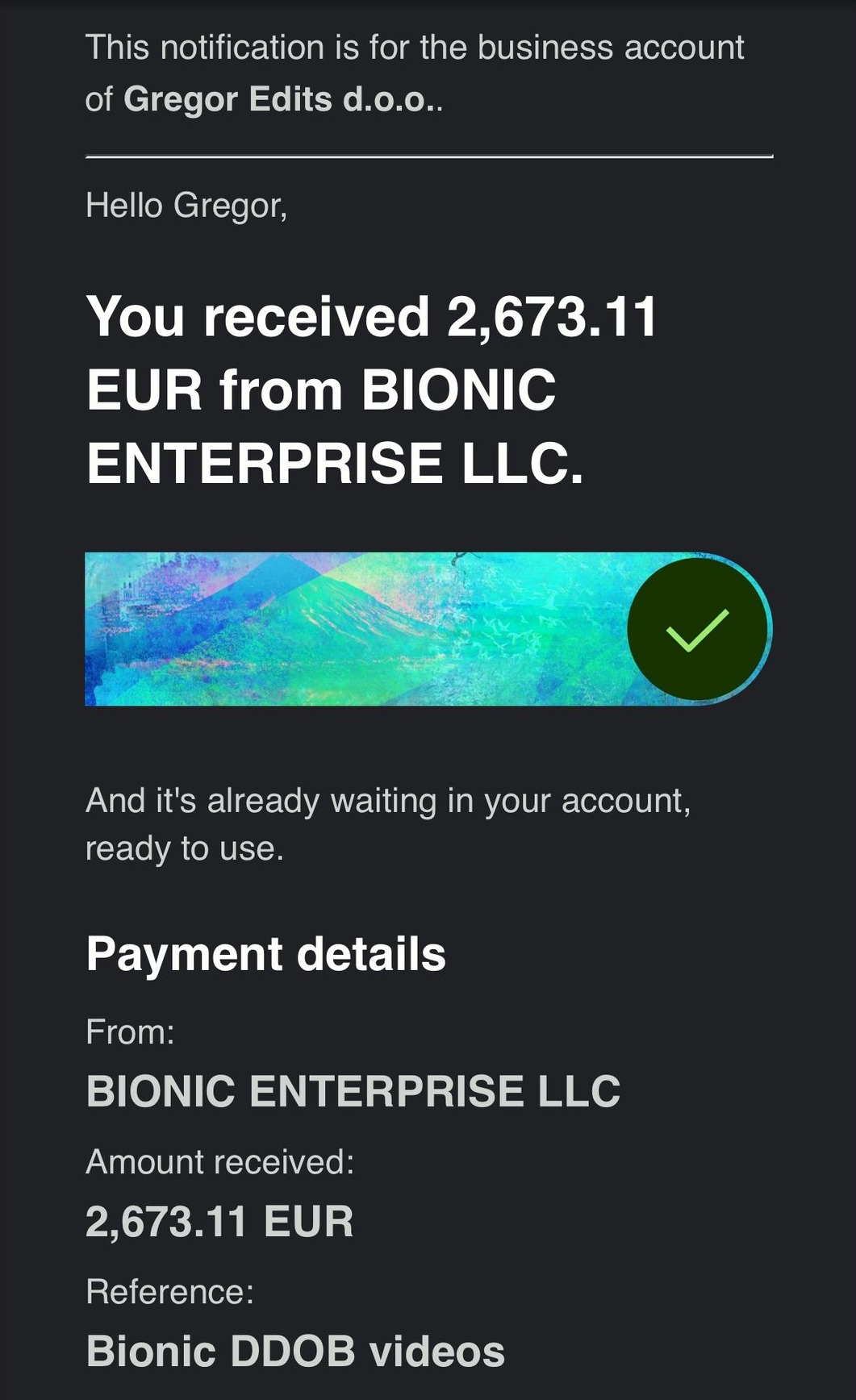 Payment Screenshot